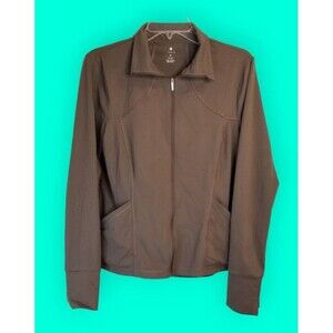 APARA Women's Jacket Activewear Size Medium Thumbholes Yoga Dark Taupe